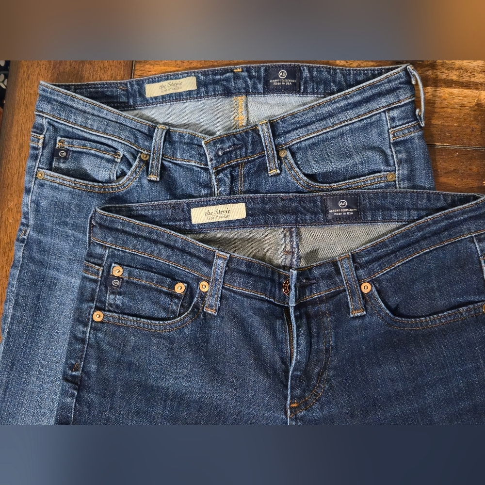 2 Pairs - AG Adriano Goldschmied "The Stevie" Slim Straight Jeans Size 27